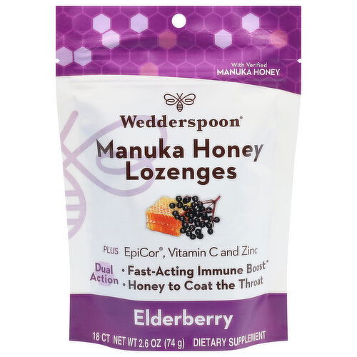 Wedderspoon Lozenges, Manuka Honey, Elderberry