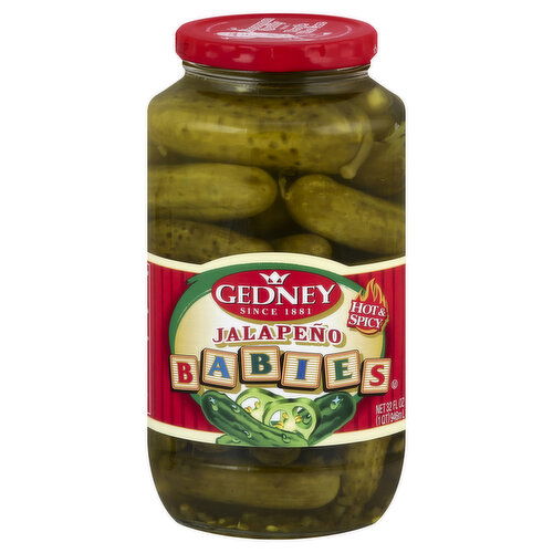 Gedney Pickles, Jalapeno, Hot & Spicy, Babies