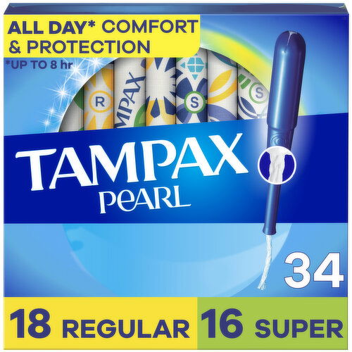 Tampax Pearl Tampons Multipack with LeakGuard Braid, Regular/Super