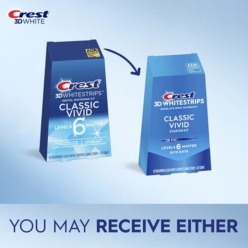 Crest 3DWHITESTRIPS 3DWhitestrips Classic Vivid At-home Teeth Whitening Kit, 10 Treatments