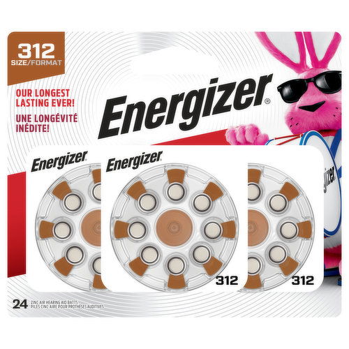 Energizer Batteries, Hearing Aid, Zinc Air, 312