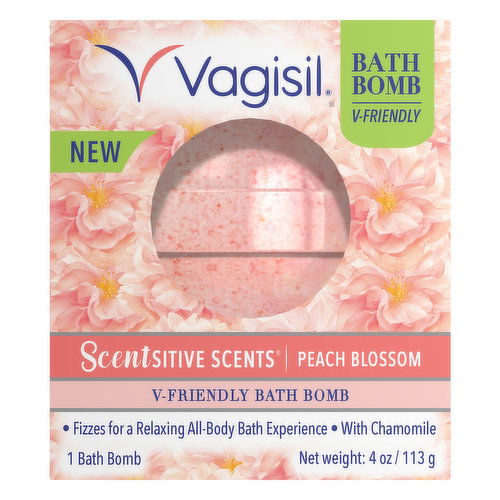 Vagisil Scentsitive Scents Bath Bomb, V-Friendly, Peach Blossom