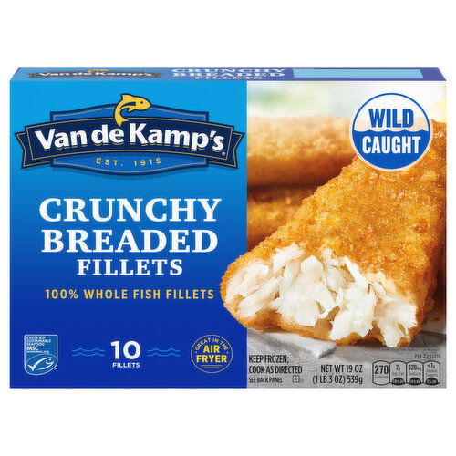Van de Kamp's Crunchy Breaded 100% Whole Fish Fillets, Frozen