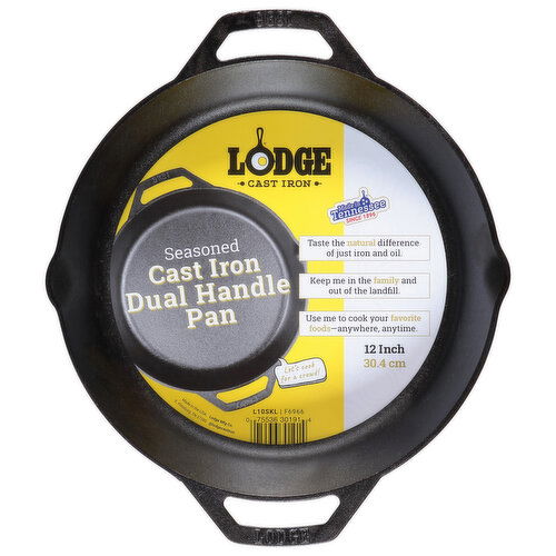 Lodge Cast Iron Pan, Dual Handle, Seasoned, 12 Inch