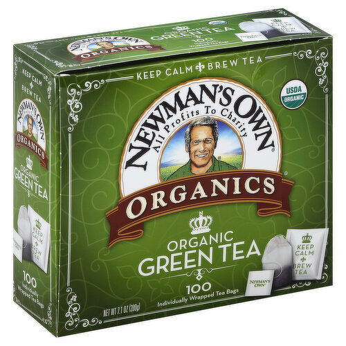 Newman's Own Organics Green Tea, Organic, Bags