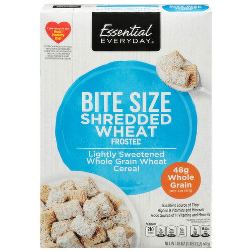 Essential Everyday Cereal, Shredded Wheat, Frosted, Bite Size