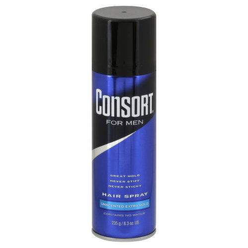 Consort Hair Spray, for Men, Unscented, Extra Hold