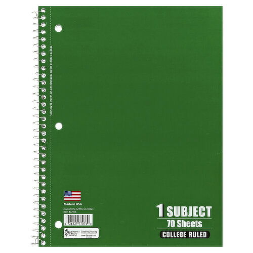 Norcom Notebook, College Ruled, 70 Sheets