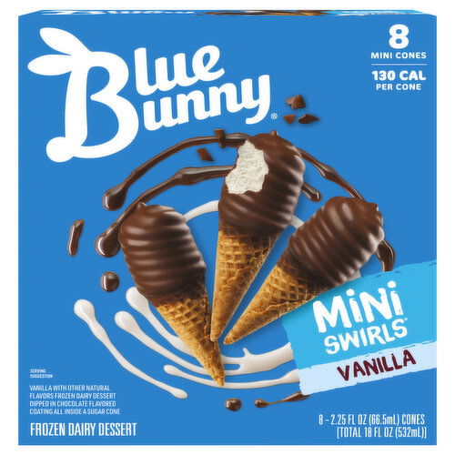 Blue Bunny Mini Swirls Frozen Dairy Dessert, Vanilla