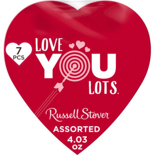 Russell Stover Valentine's Day Red Foil Heart Assorted Milk & Dark Chocolate Gift Box