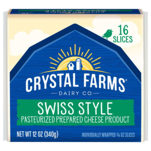Crystal Farms Cheese Slices, Swiss Style