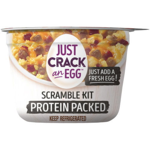 Just Crack An Egg Protein Packed Scramble Breakfast Bowl Kit with Sharp Cheddar Cheese, Pork Sausage & Uncured Bacon, for a Low Carb Lifestyle