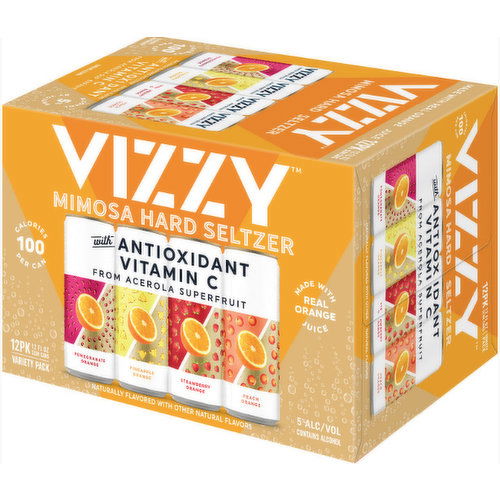 Vizzy Hard Seltzer, Mimosa Variety Pack, 12 Pack