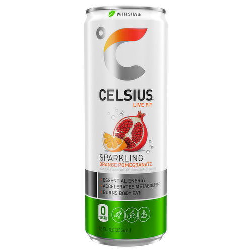 Celsius Live Fit Energy Drink, Orange Pomegranate, Sparkling