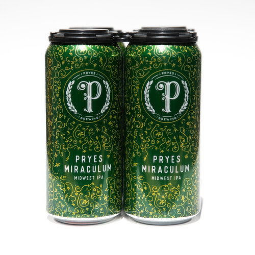 Pryes Brewing Miraculum IPA Beer, 4 Pack Cans