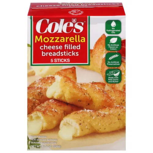 Cole's Breadsticks, Cheese Filled, Mozzarella