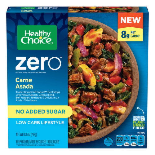 Healthy Choice Zero Carne Asada, No Added Sugar, Low Carb Lifestyle