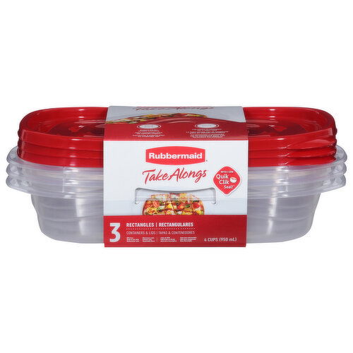 Rubbermaid Take Alongs Containers & Lids, Rectangles, 4 Cups