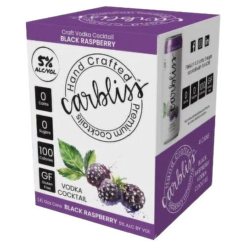 Carbliss Black Raspberry Vodka Cocktail, 4 Pack Cans