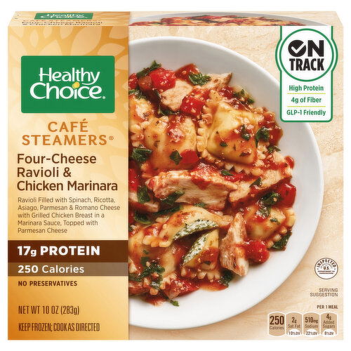 Healthy Choice Cafe Steamers Four-Cheese Ravioli & Chicken Marinara