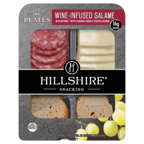 HILLSHIRE SNACKING Snacking Small Plates, Wine-Infused Salame with White Cheddar Cheese, 2.76 oz.