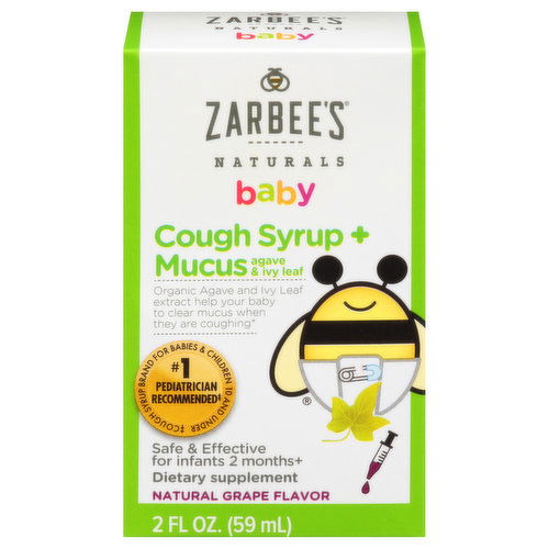 Zarbee's Baby Cough Syrup + Mucus, Agave & Ivy Leaf, Natural Grape