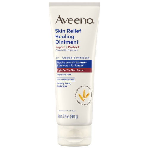 Aveeno Repair + Protect Triple Oat + Shea Butter Skin Relief Fragrance Free Healing Ointment