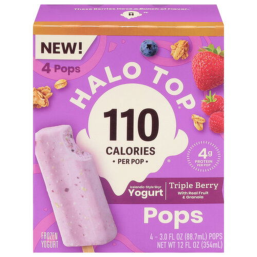 Halo Top Pops, Frozen Yogurt, Triple Berry with Real Fruit & Granola