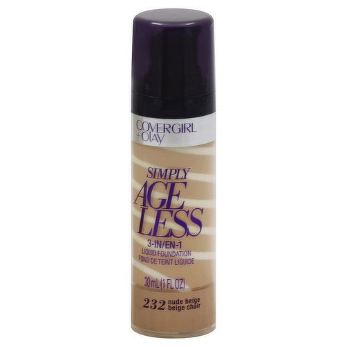 CoverGirl + Olay Simply Ageless Liquid Foundation, 3-in-1, Nude Beige 232