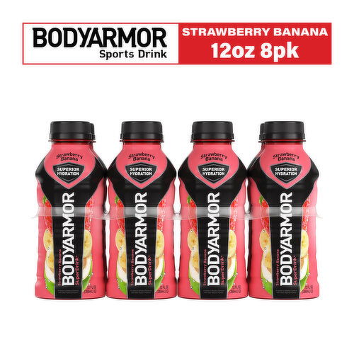 BODYARMOR SuperDrink Sports Drink Strawberry Banana, 12 fl oz, 8 Ct