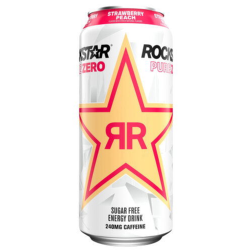 Rockstar Pure Zero Energy Drink, Sugar Free, Strawberry Peach