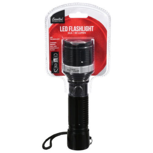 Essential Everyday LED Flashlight, 3AA, 60 Lumen