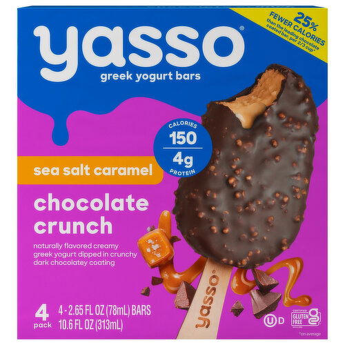 Yasso Yogurt Bars, Sea Salt Caramel, Greek, Chocolate Crunch