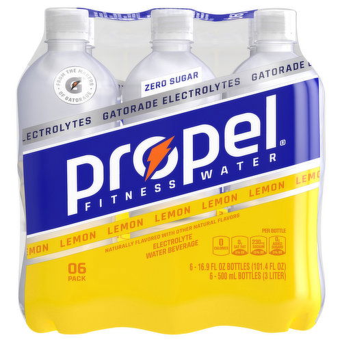 Propel Electrolyte Water Beverage, Lemon, 6 Pack