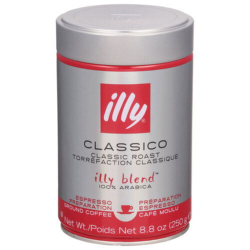 Illy Illy Blend Coffee, 100% Arabica, Ground, Classic Roast, Classico