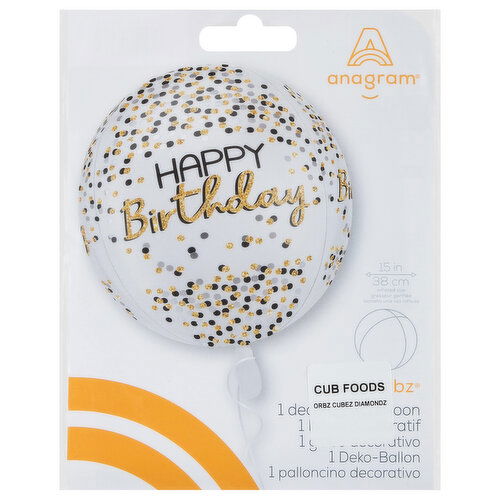 Anagram Happy Birthday Orbz XL Decorative Balloon
