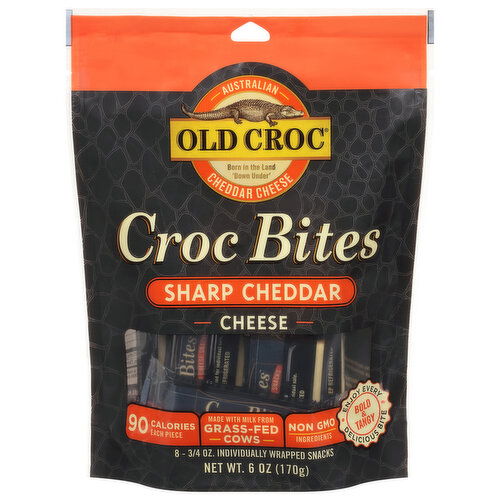 Old Croc Croc Bites Cheese Snacks, Sharp Cheddar