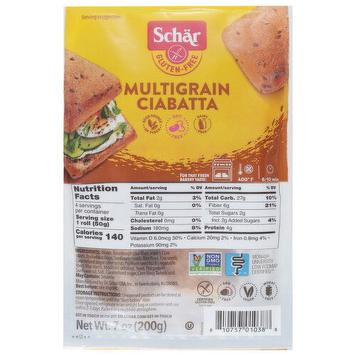 Schar Ciabatta, Gluten-Free, Multigrain