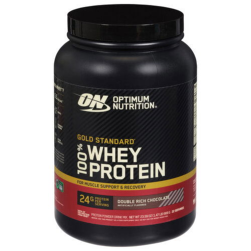 Optimum Nutrition Gold Standard Protein Powder Drink Mix, Double Rich Chocolate, 100% Whey Protein