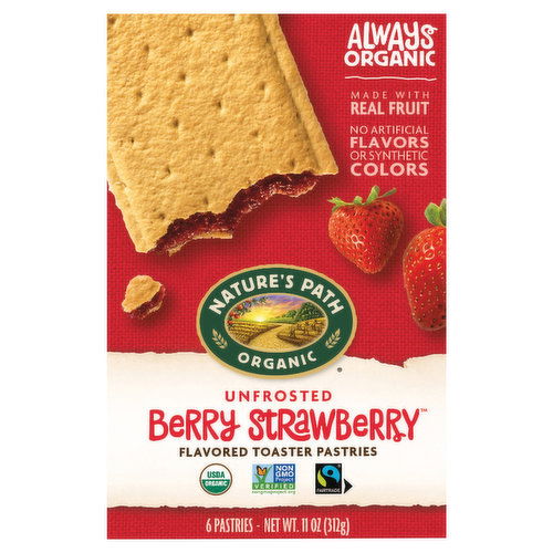 Nature's Path Organic Toaster Pastries, Berry Strawberry, Unfrosted