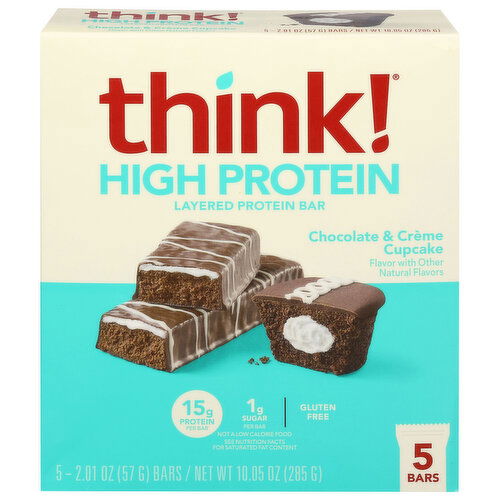 Think! Layered Protein Bar, High Protein, Chocolate & Creme Cupcake