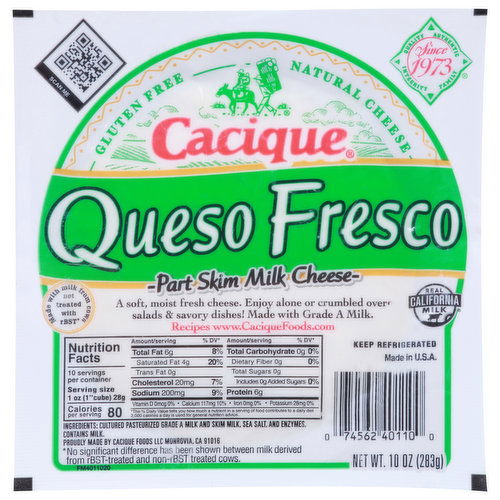 Cacique Cacique Cheese, Part Skim Milk, Queso Fresco