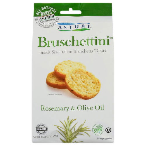 Asturi Bruschettini Bruschetta Toasts, Rosemary & Olive Oil, Snack Size, Italian