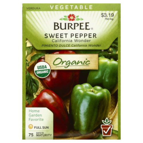 Burpee Seeds, Organic, Sweet Pepper, California Wonder