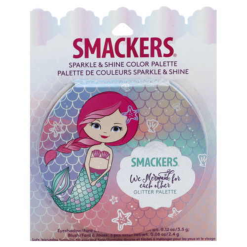 Smackers Glitter Palette, Sparkle & Shine Color, Eyeshadow, Blush