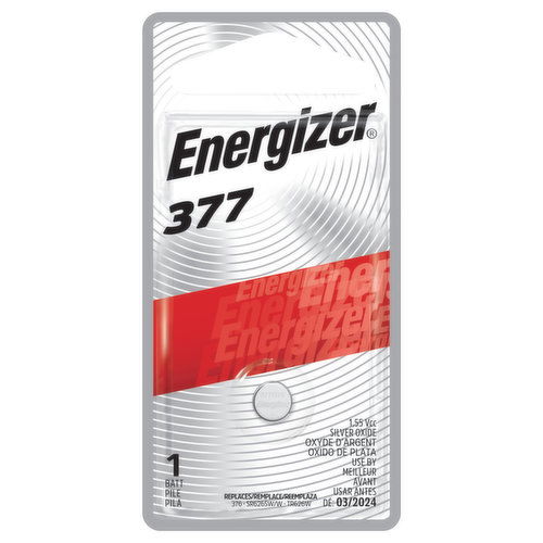 Energizer Battery, Silver Oxide, 377