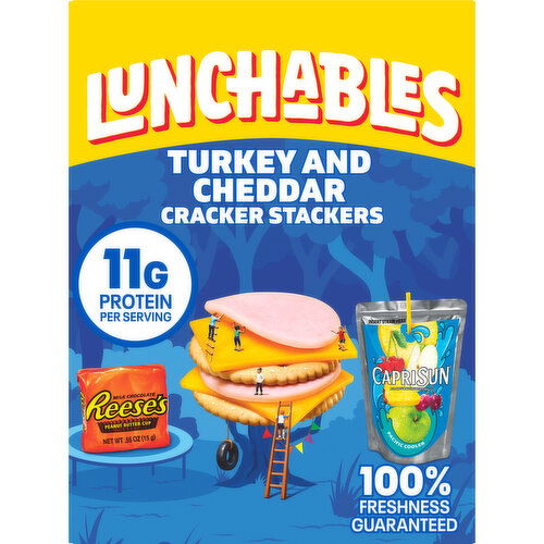 Lunchables Turkey & Cheddar Cheese Cracker Stackers Meal Kit with Capri Sun Pacific Cooler Drink & Reese's Peanut Butter Cup