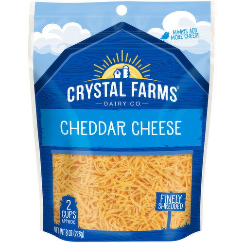 Crystal Farms Finely Shredded Cheese, Cheddar