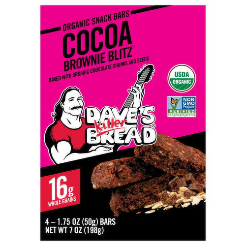 Dave's Killer Bread Snack Bars, Organic, Cocoa Brownie Blitz