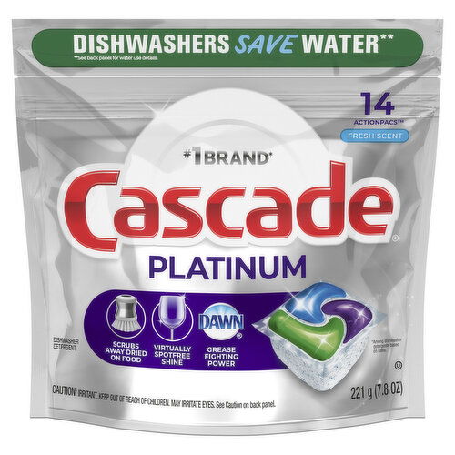 Cascade Cascade Platinum Dishwasher Pods, Fresh, 14 Count